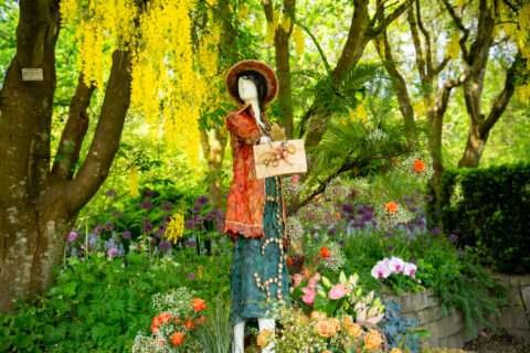 Downton Abbey character created from a floral display.