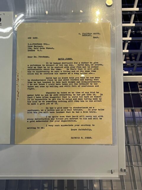Letter from David Bowie's father, Haywood Jones, to Mr Freshman, written as a reference.
