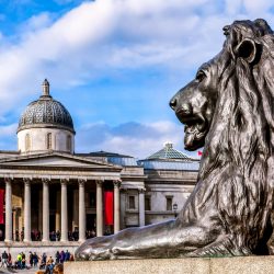 The National Gallery in Trafalgar Square, London.