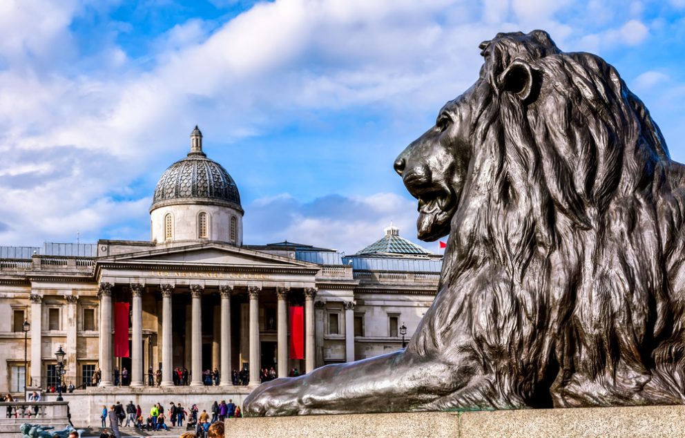 The National Gallery in Trafalgar Square, London.